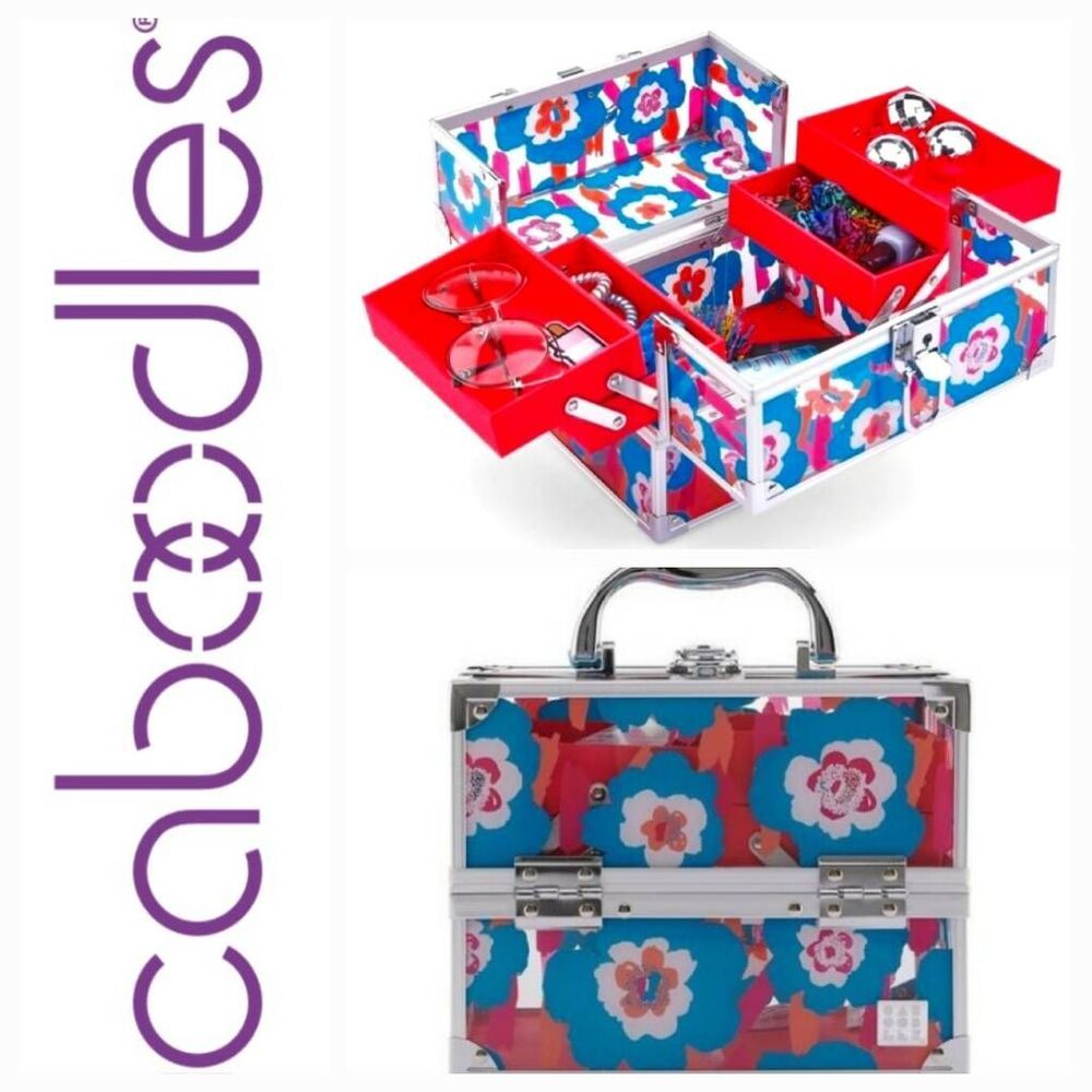 Caboodles Neat Freak Translucent Blue Floral Print Train Case